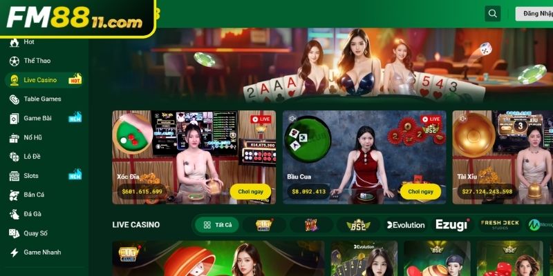 Live Casino 1 Khám phá về sảnh chơi Live Casino FM88